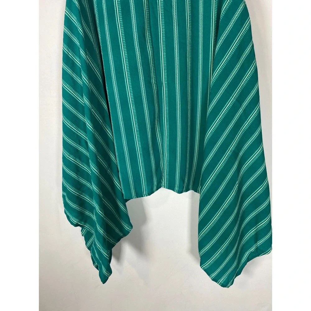 Girls Knitworks Green Embroidered Stripe Handkerchief Hem Sundress 12.5